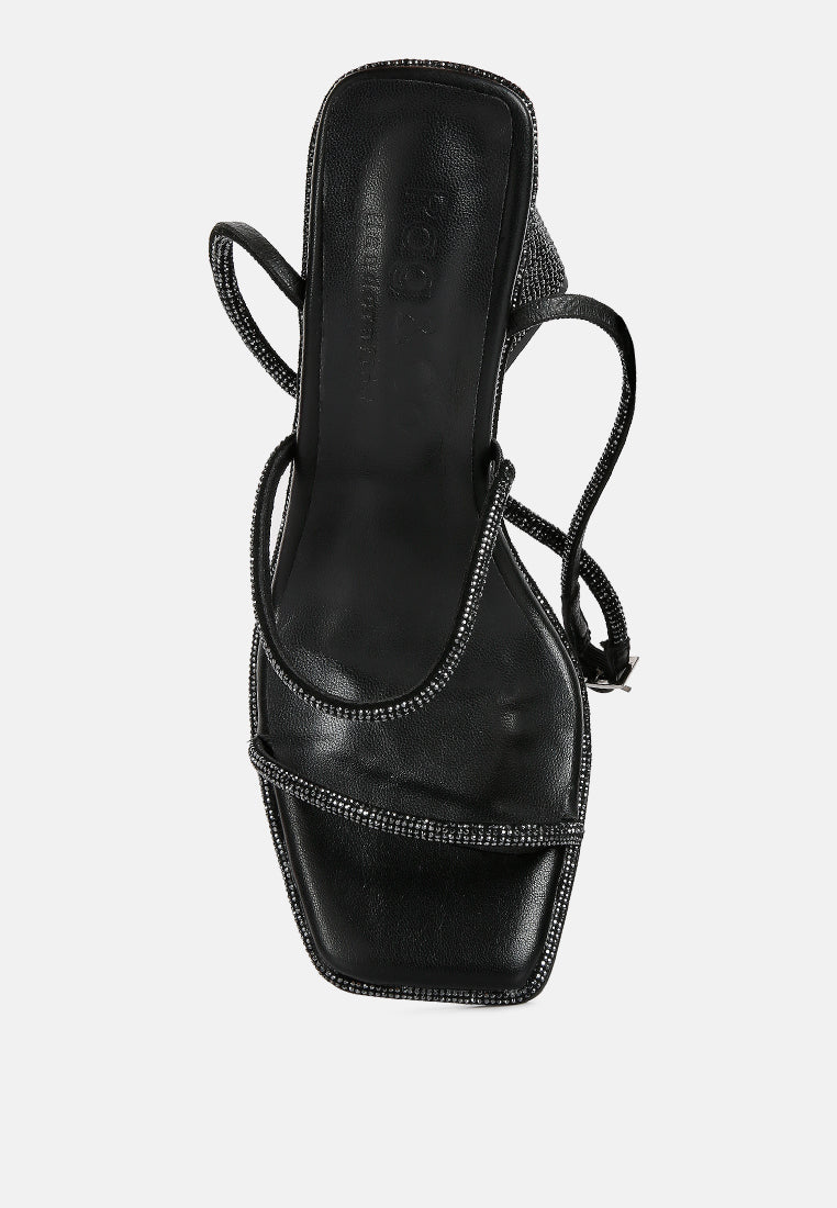 Graff Rhinestone Embellished Hexagon Block Heel Sandal#color_black