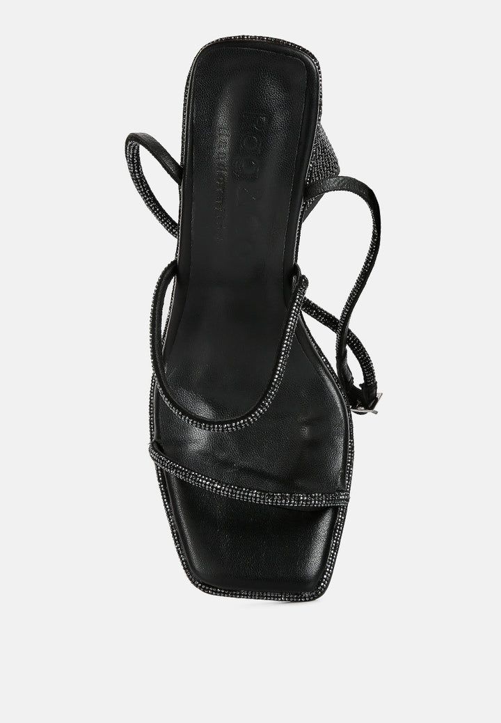 Graff Rhinestone Embellished Hexagon Block Heel Sandal#color_black