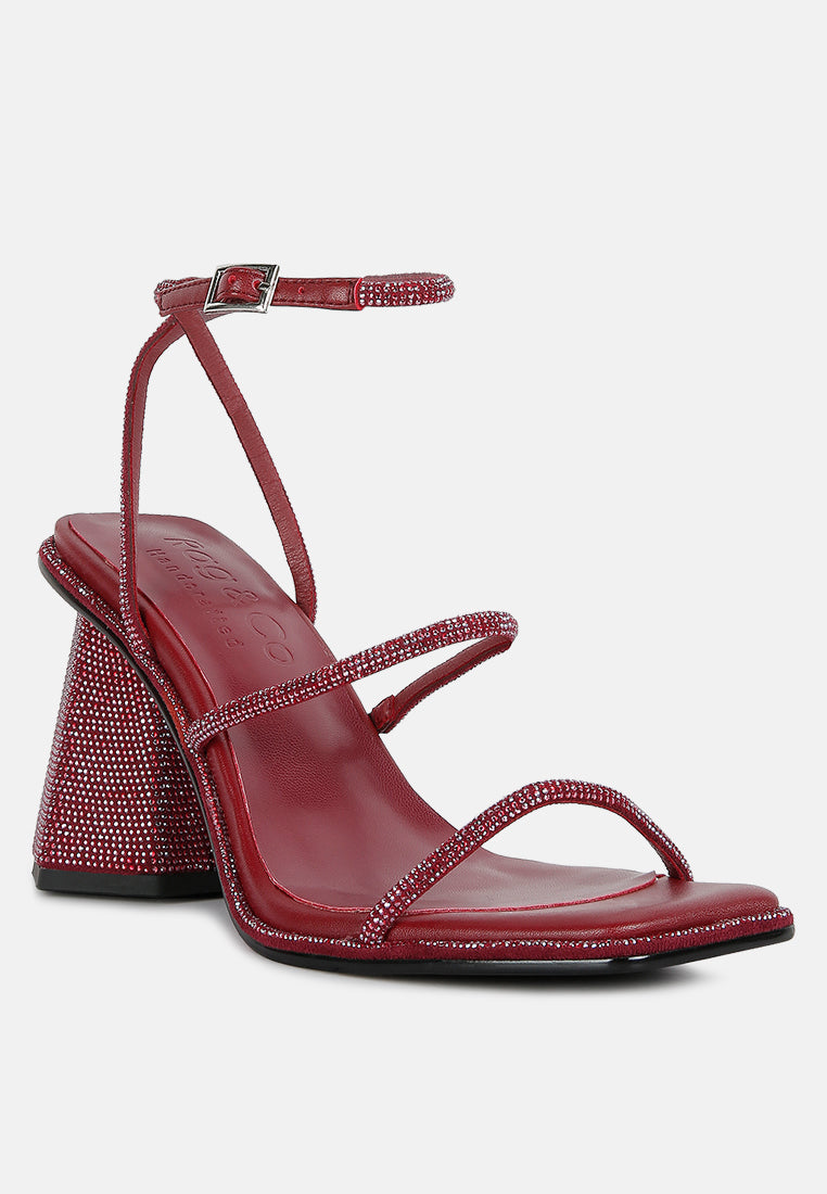Graff Rhinestone Embellished Hexagon Block Heel Sandal#color_burgundy