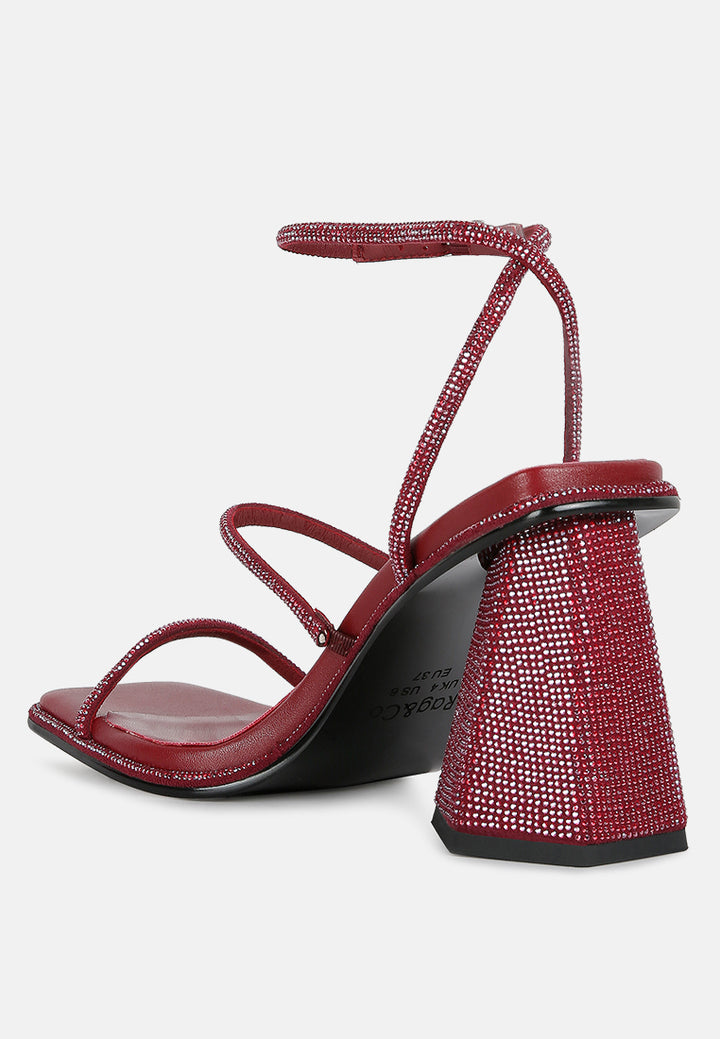 Graff Rhinestone Embellished Hexagon Block Heel Sandal#color_burgundy