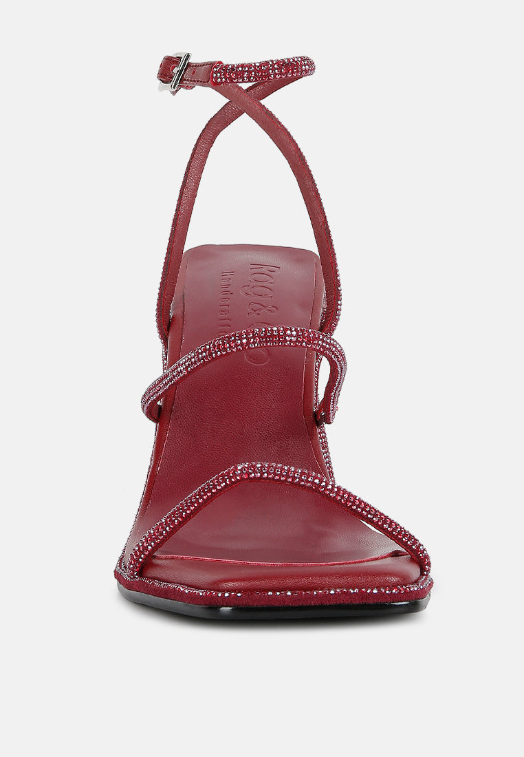 Graff Rhinestone Embellished Hexagon Block Heel Sandal#color_burgundy