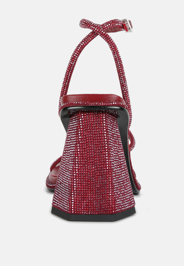 Graff Rhinestone Embellished Hexagon Block Heel Sandal#color_burgundy