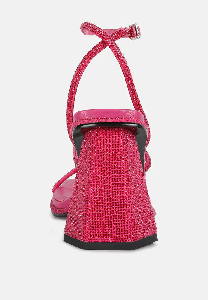 Graff Rhinestone Embellished Hexagon Block Heel Sandal#color_fuchsia