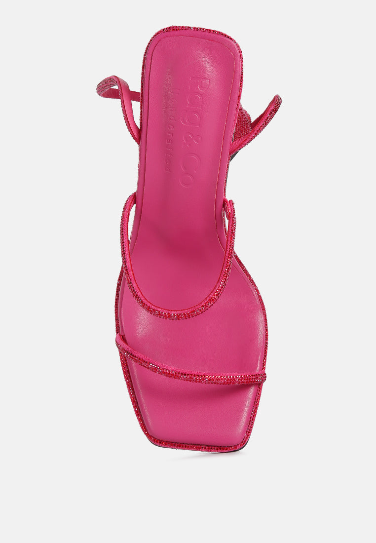 Graff Rhinestone Embellished Hexagon Block Heel Sandal#color_fuchsia