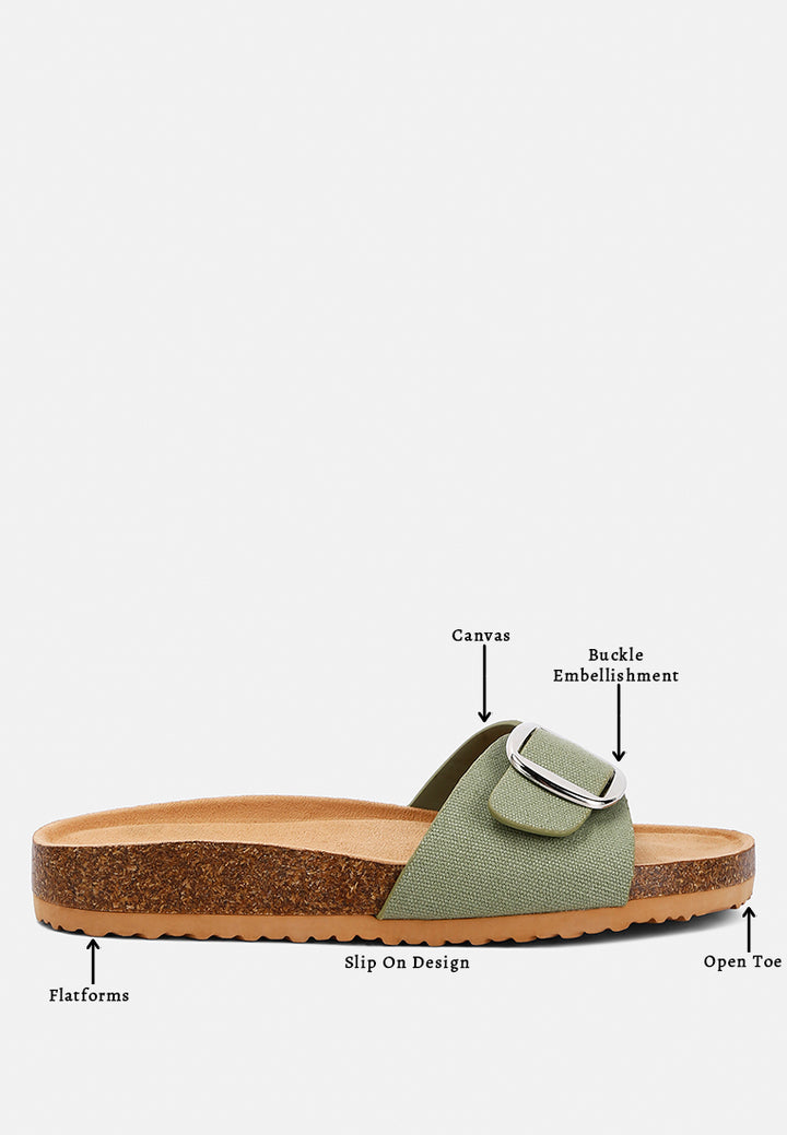 Buckle Strap Slip-On Sandals By Ruw