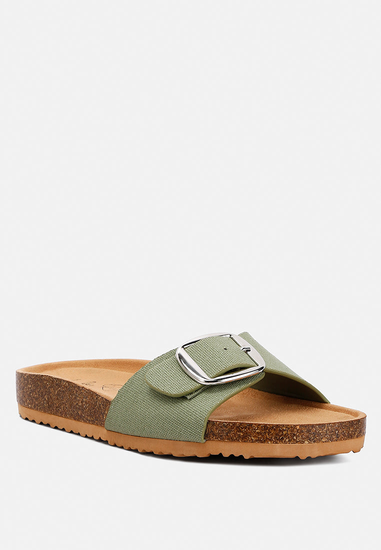 buckle strap slip-on sandals by ruw#color_green