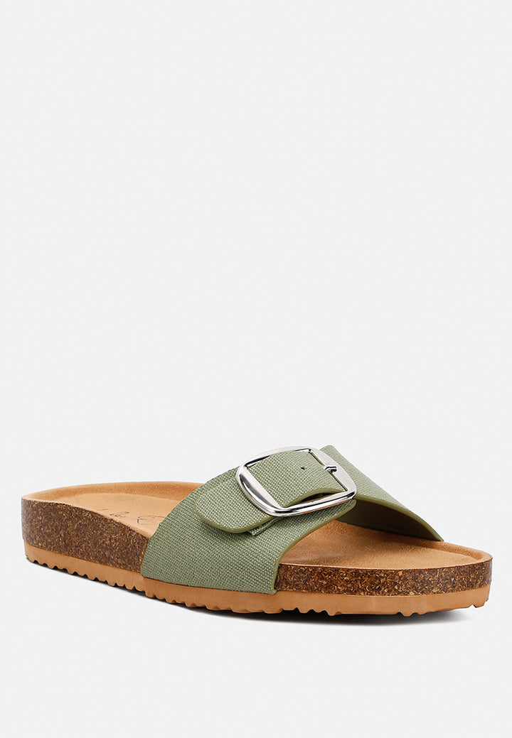 buckle strap slip-on sandals by ruw#color_green