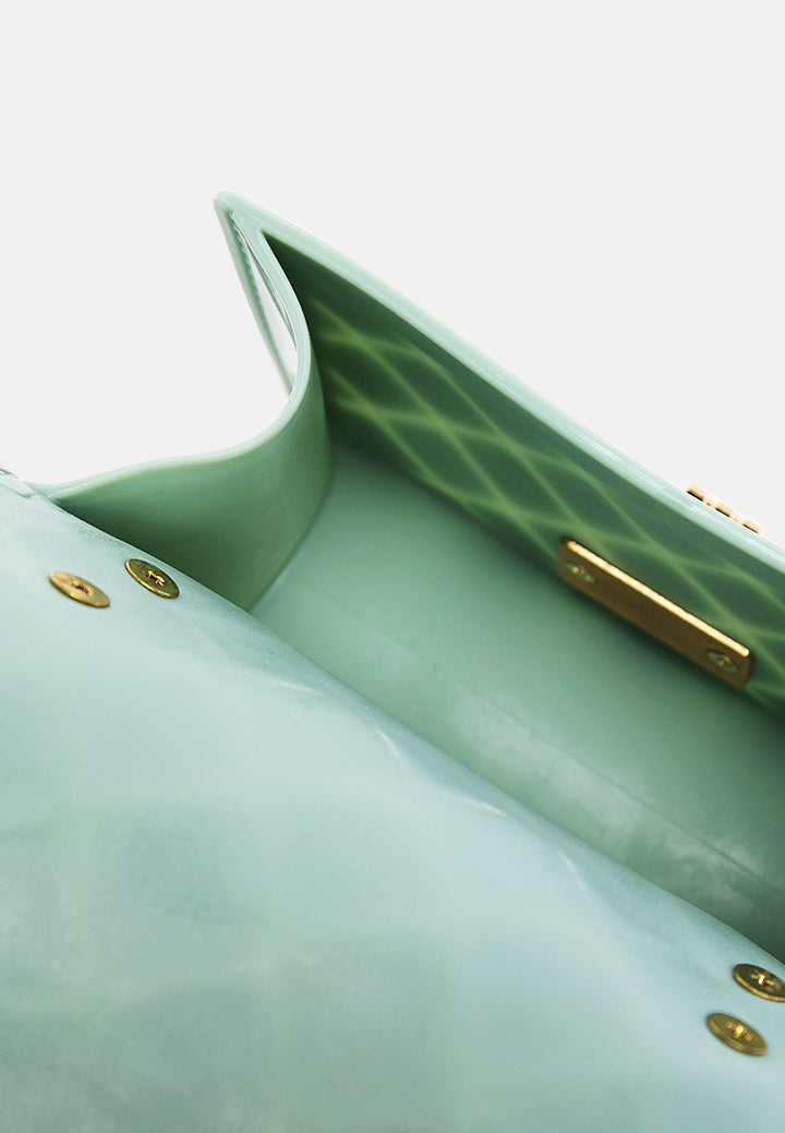 quilted sling bag#color_green