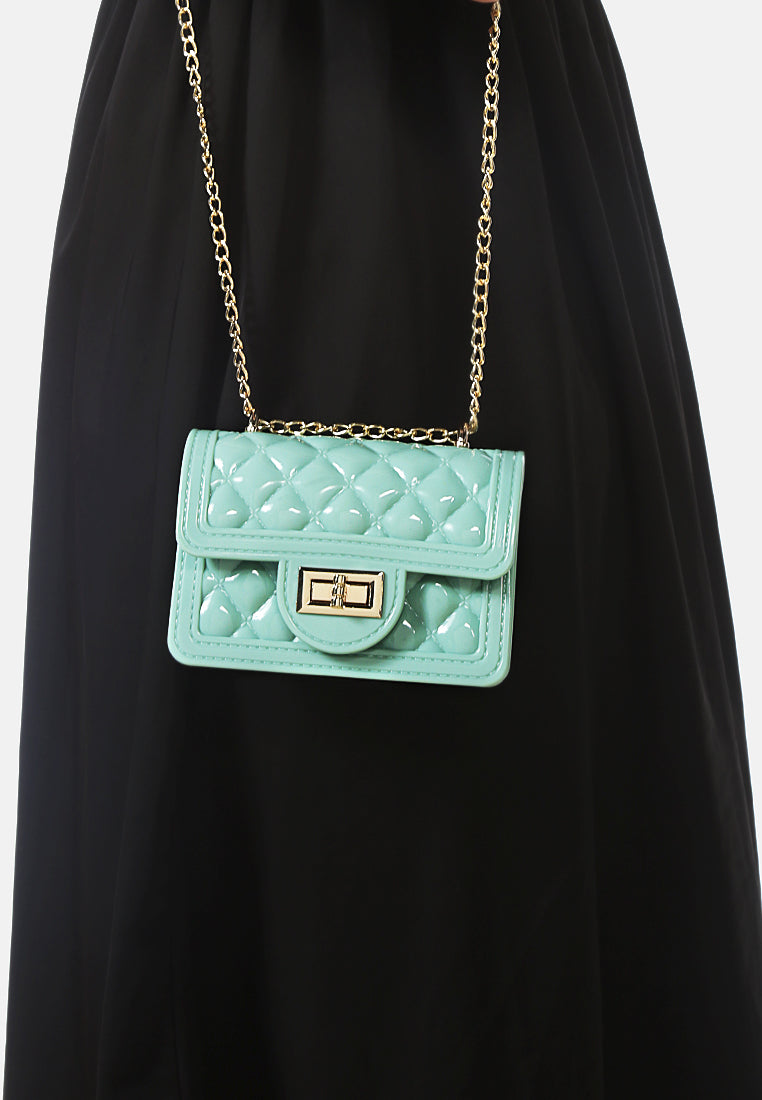 quilted sling bag#color_green
