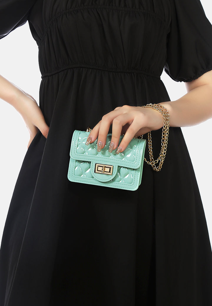 quilted sling bag#color_green