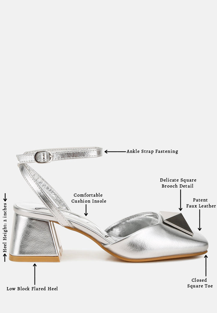 brooch detail ankle strap sandals by ruw#color_silver