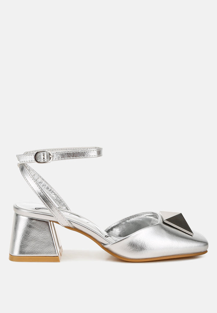 brooch detail ankle strap sandals by ruw#color_silver