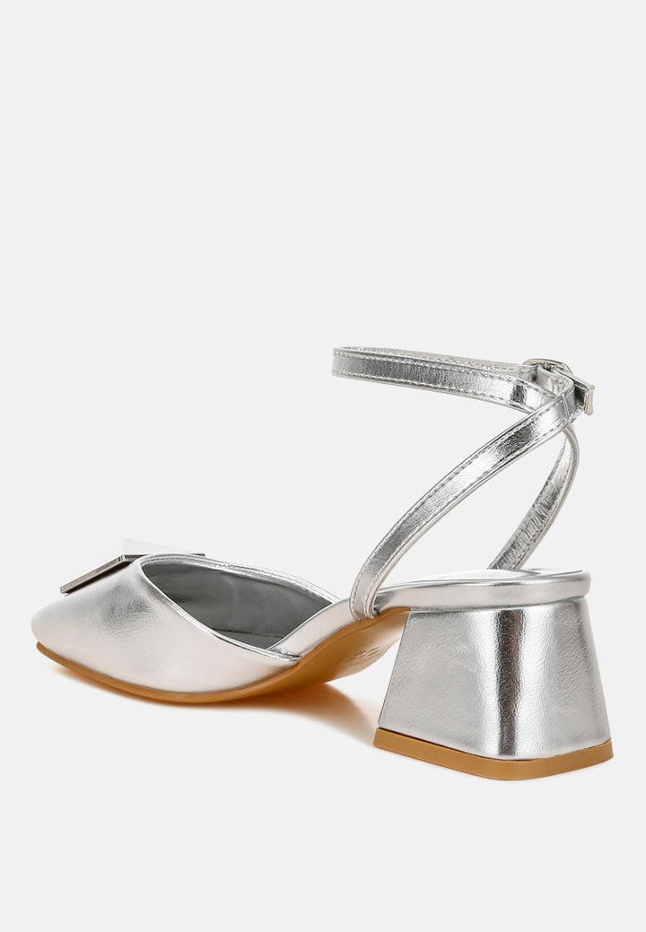 brooch detail ankle strap sandals by ruw#color_silver