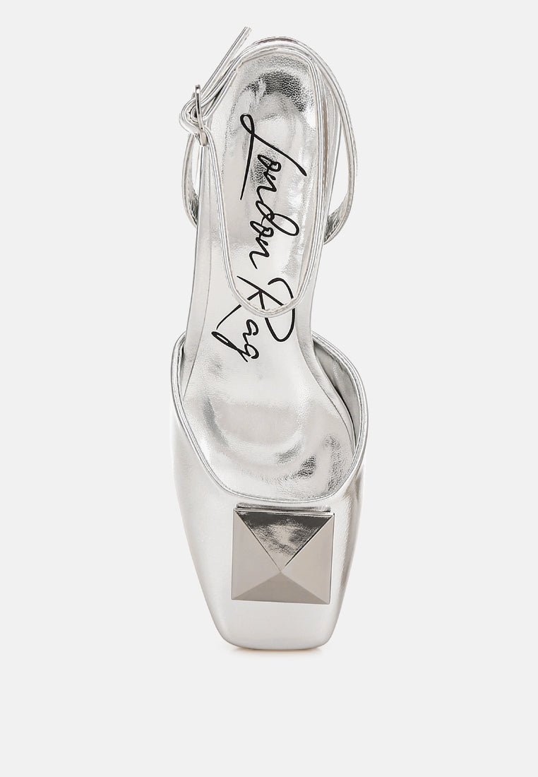 brooch detail ankle strap sandals by ruw#color_silver