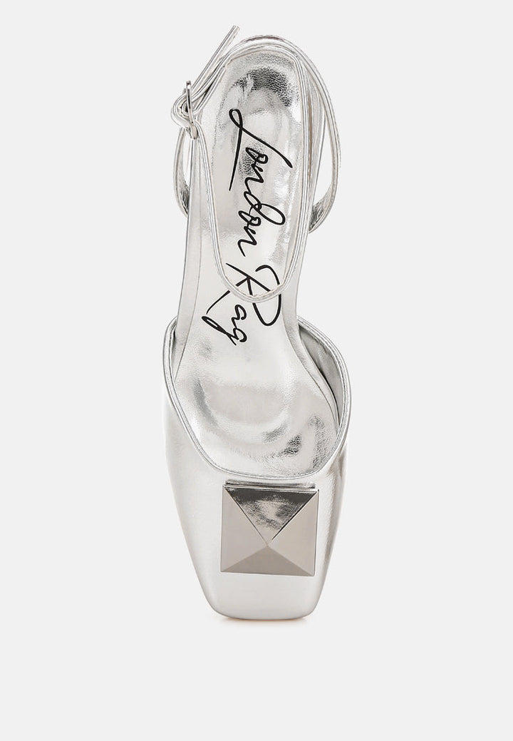 brooch detail ankle strap sandals by ruw#color_silver