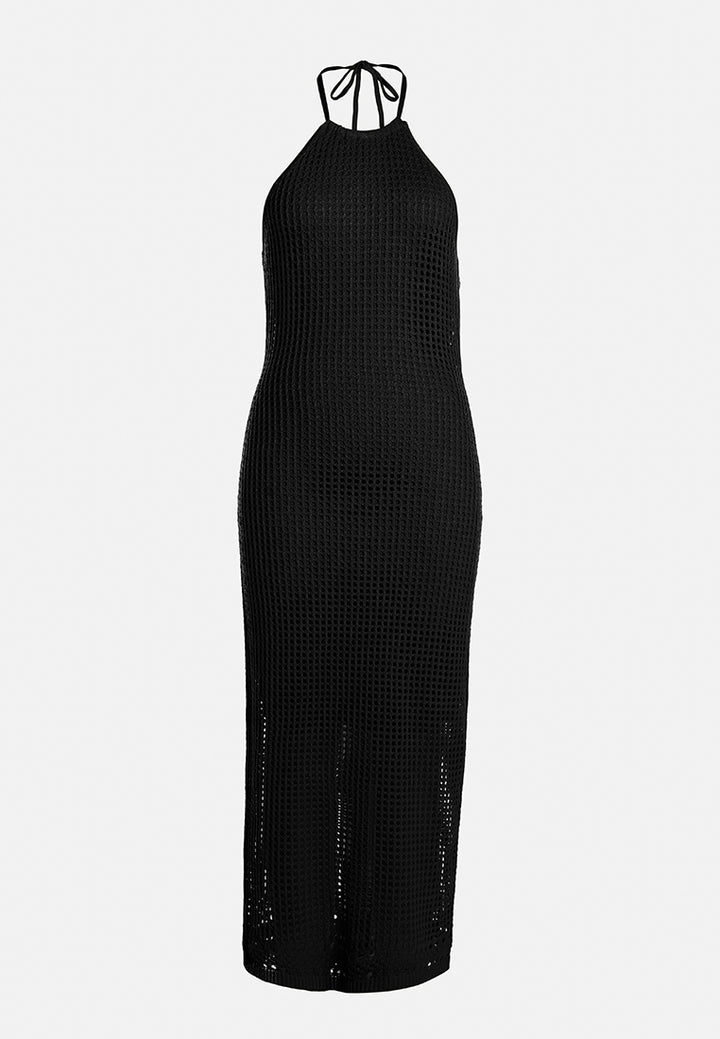halter neck backless dress by ruw#color_black