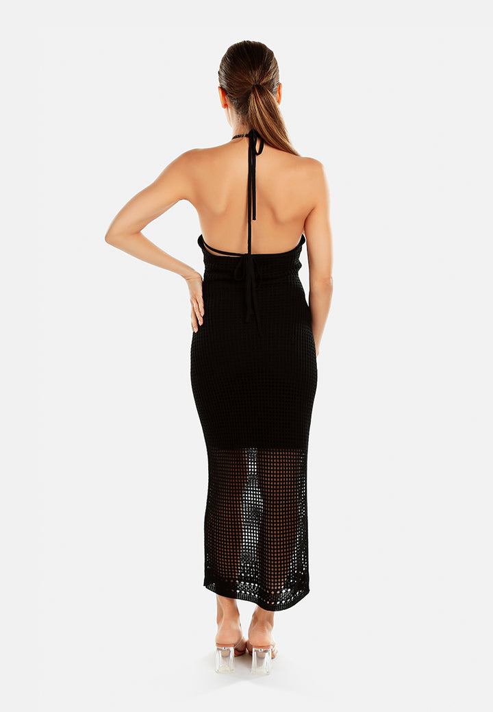 halter neck backless dress by ruw#color_black