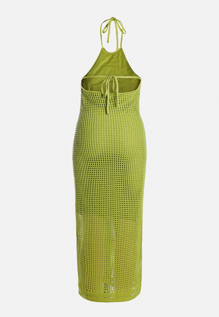 halter neck backless dress by ruw#color_green