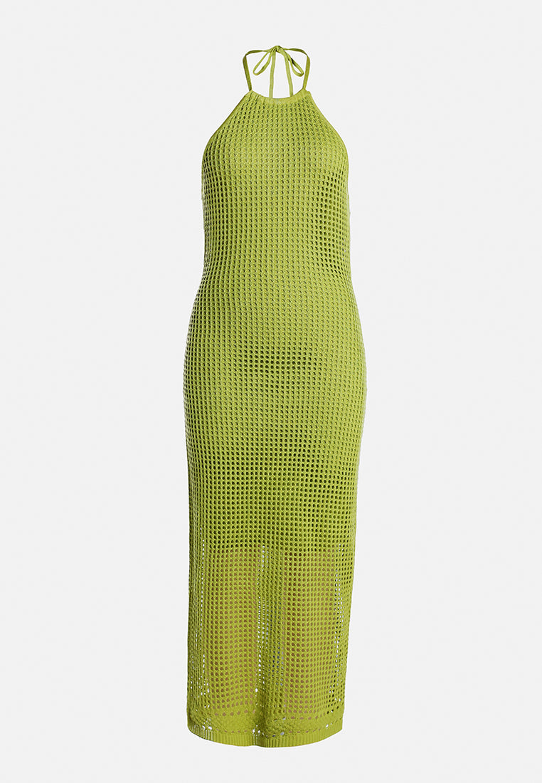 halter neck backless dress by ruw#color_green