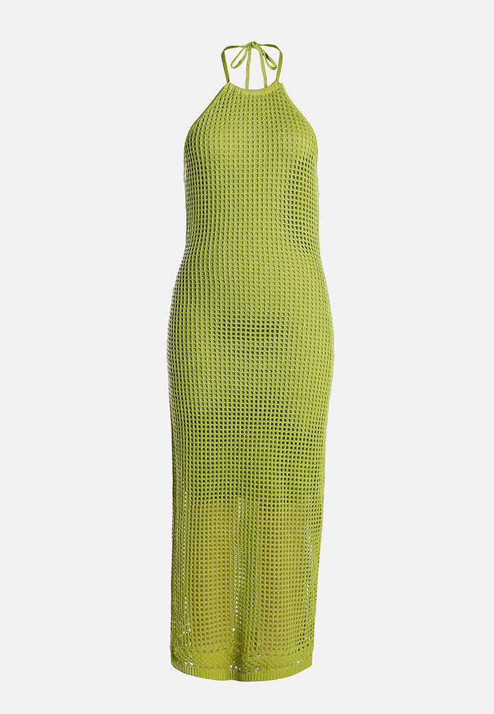 halter neck backless dress by ruw#color_green