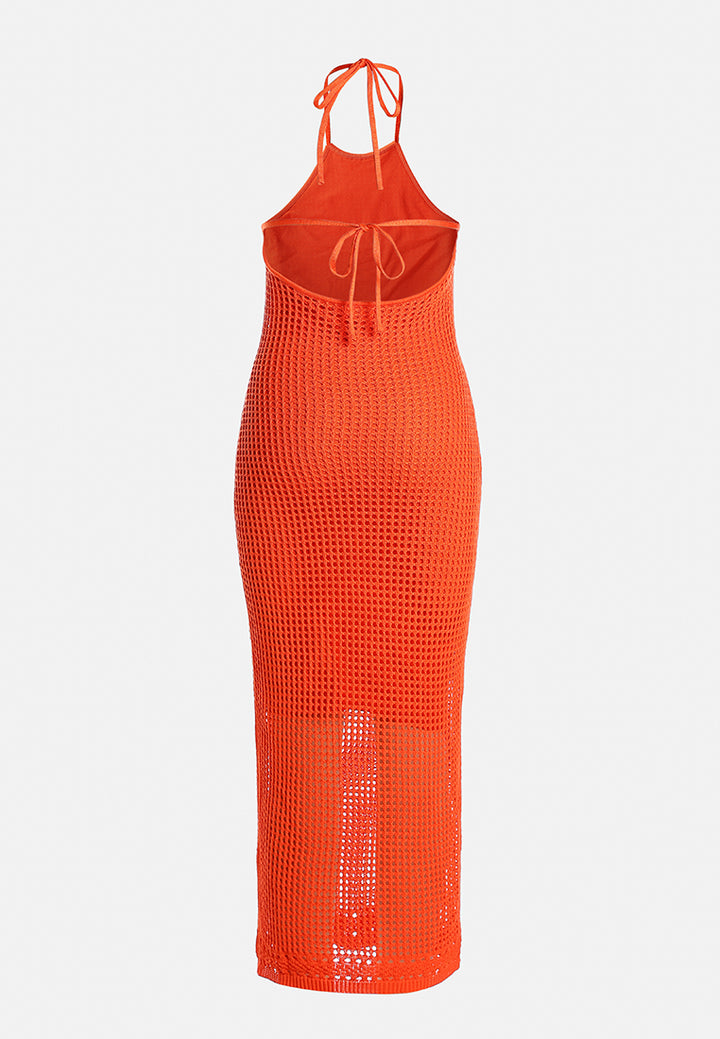 halter neck backless dress by ruw#color_orange
