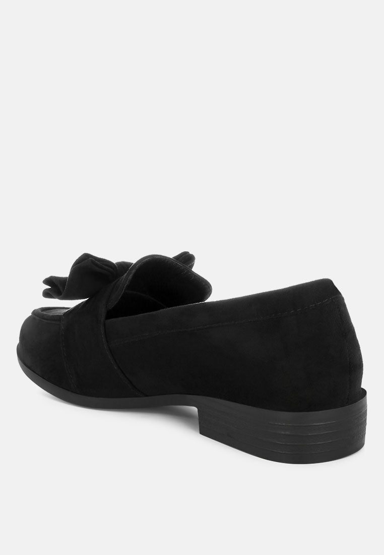 havisham bow accent heeled loafers#color_black