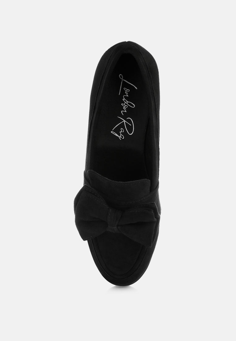 havisham bow accent heeled loafers#color_black
