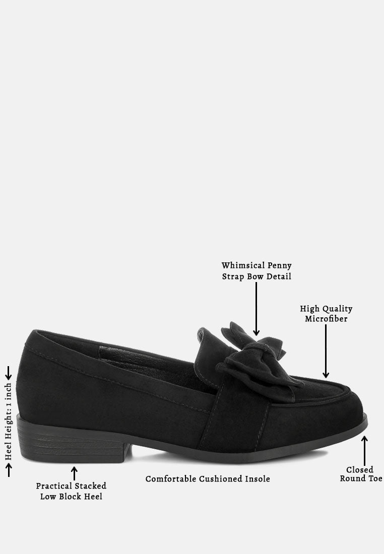 havisham bow accent heeled loafers#color_black