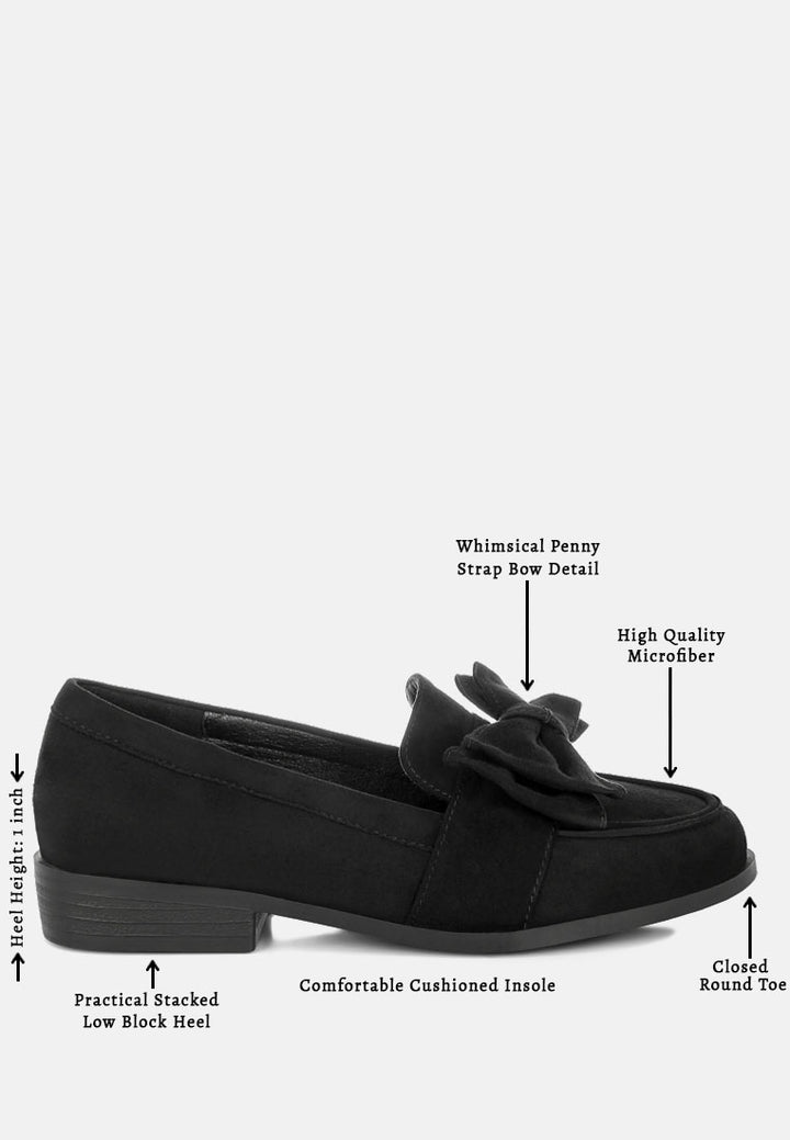 havisham bow accent heeled loafers#color_black