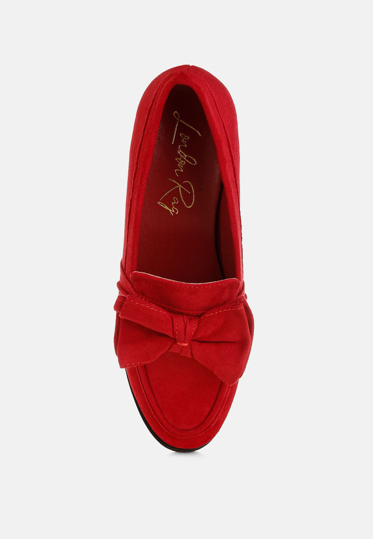 havisham bow accent heeled loafers#color_red
