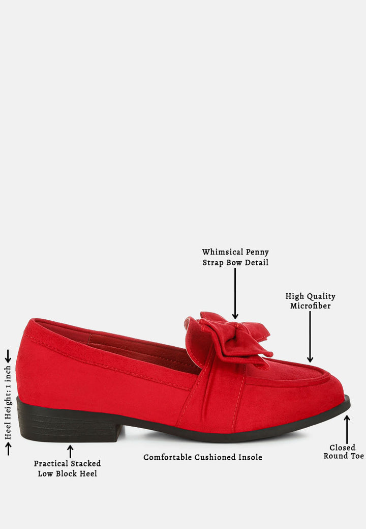 havisham bow accent heeled loafers#color_red