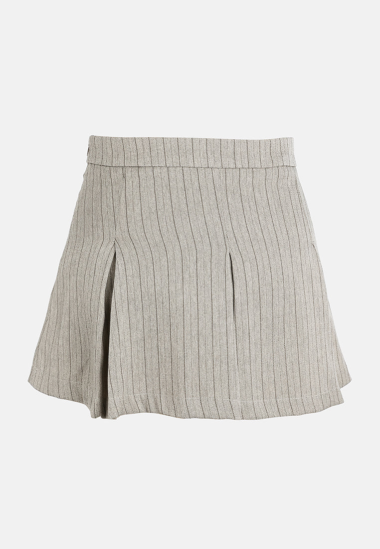 herringbone mini pleated skirt by ruw#color_taupe