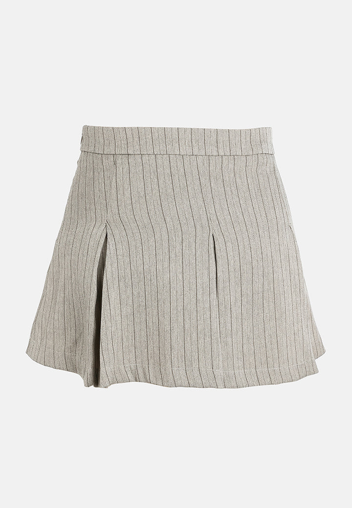 herringbone mini pleated skirt by ruw#color_taupe