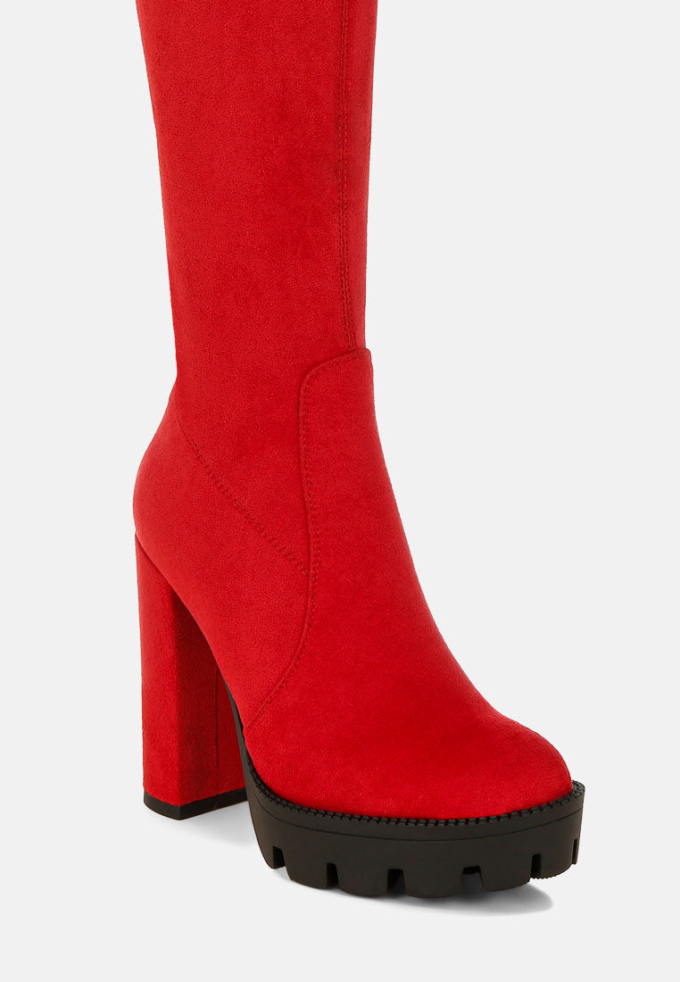 maple faux suede long boots by ruw#color_red