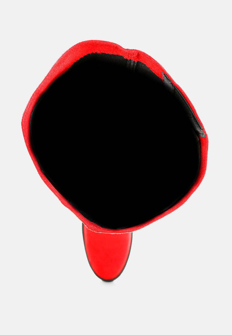 maple faux suede long boots by ruw#color_red