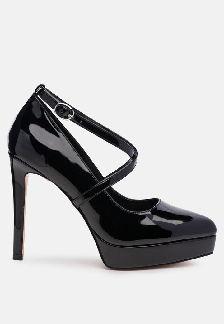 patent faux leather cross strap pumps by ruw#color_black