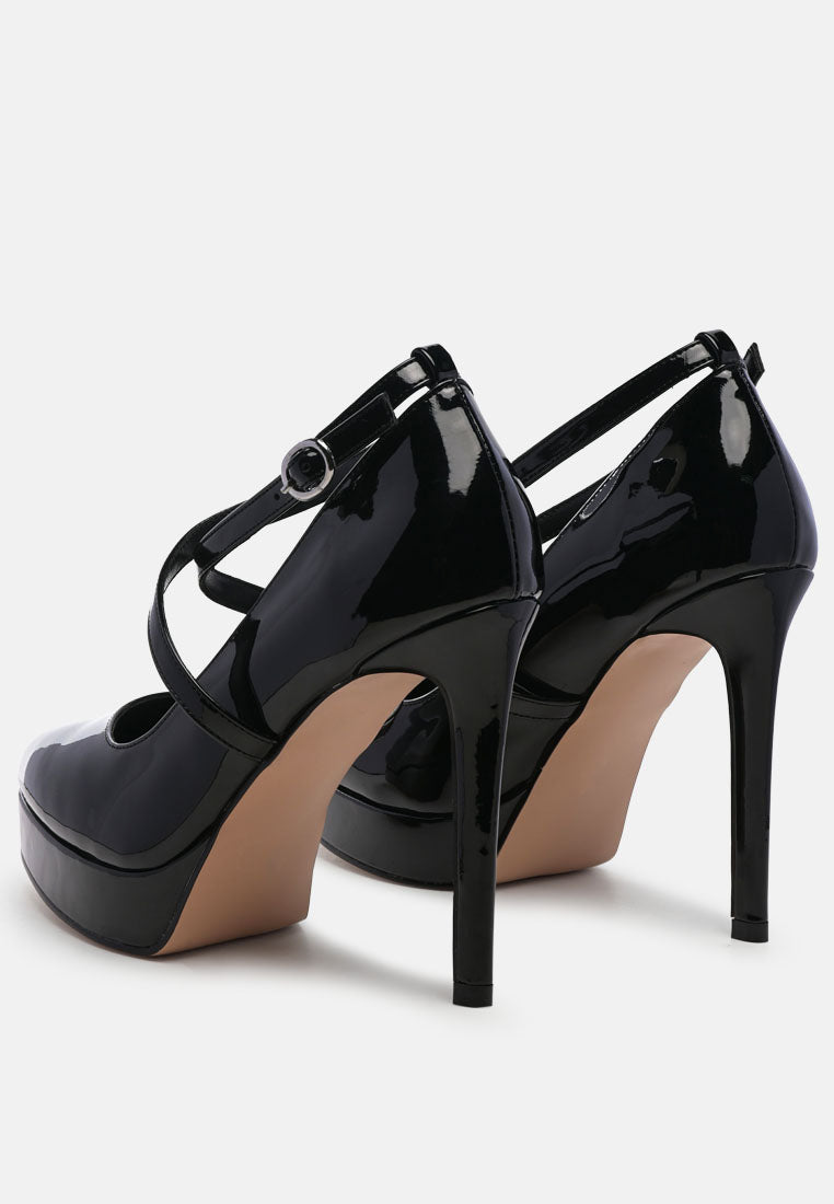 patent faux leather cross strap pumps by ruw#color_black