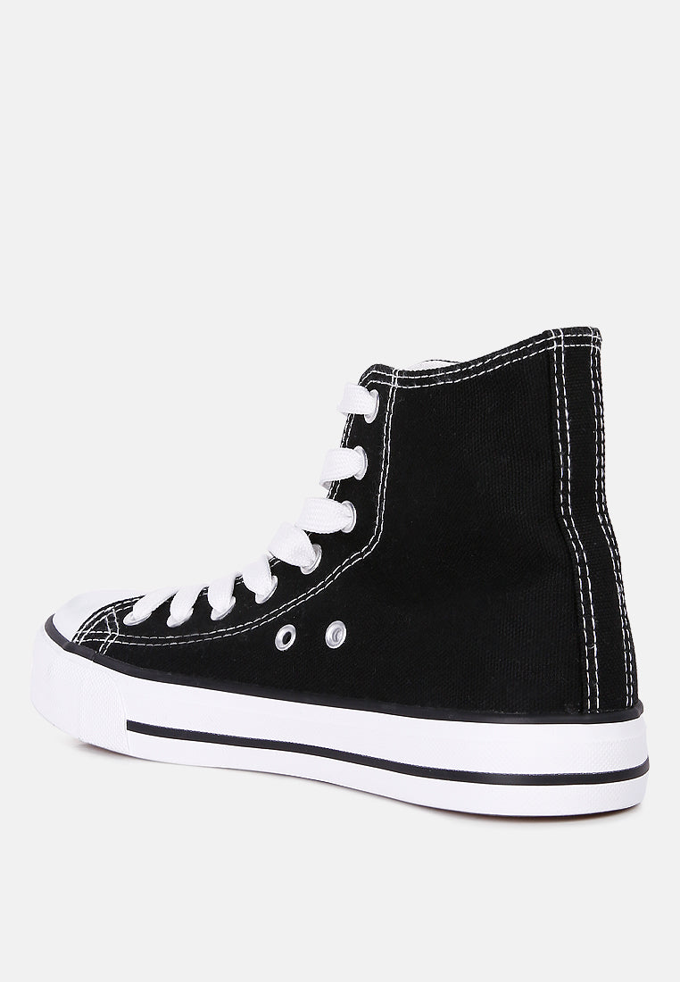 High Top Basketball Canvas Sneakers#color_black