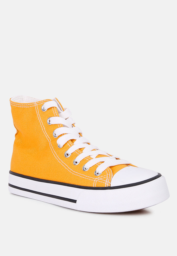 High Top Basketball Canvas Sneakers#color_yellow