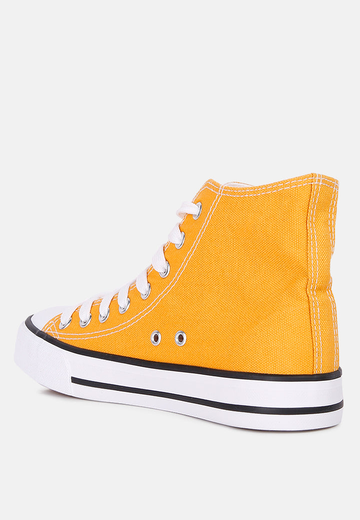 High Top Basketball Canvas Sneakers#color_yellow