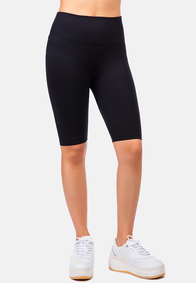 high waist biker short tights#color_black