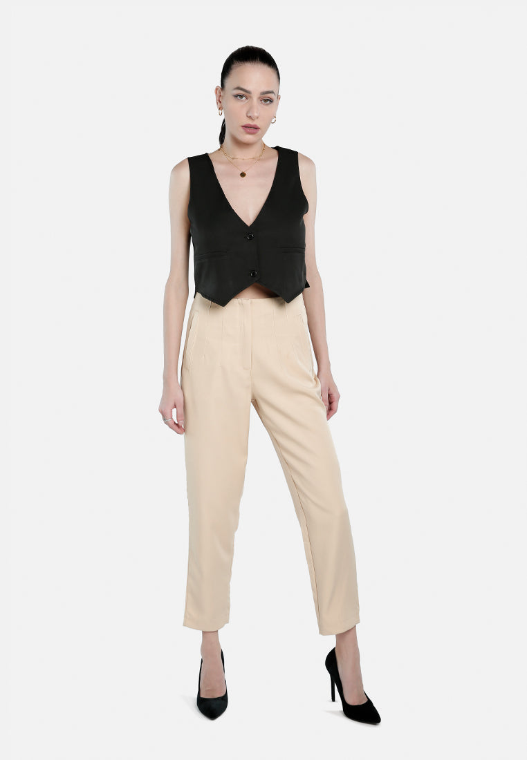 high waist semi casual trouser by ruw#color_beige