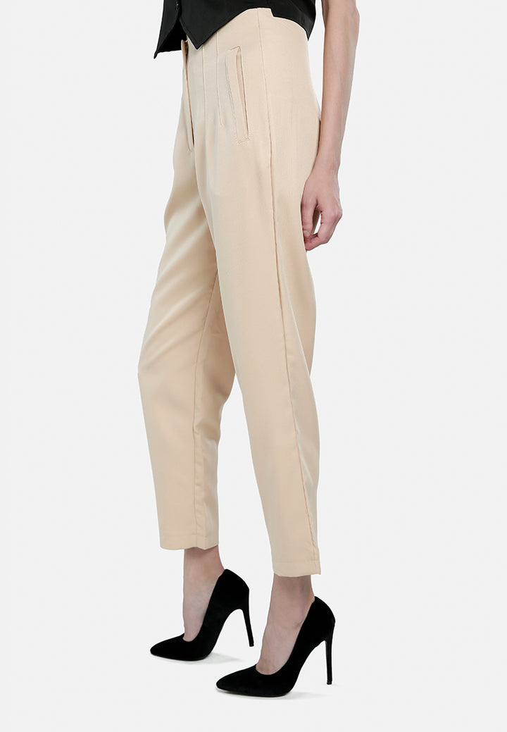 high waist semi casual trouser by ruw#color_beige