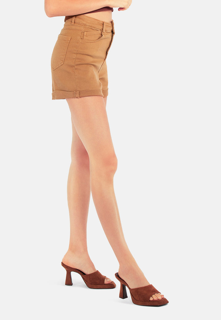 high waist shorts#color_camel