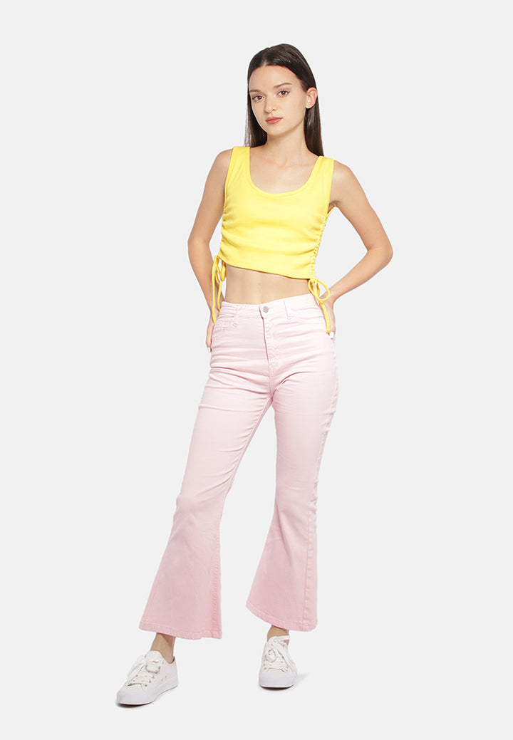 high waist wide leg pants#color_fluoresent-pink