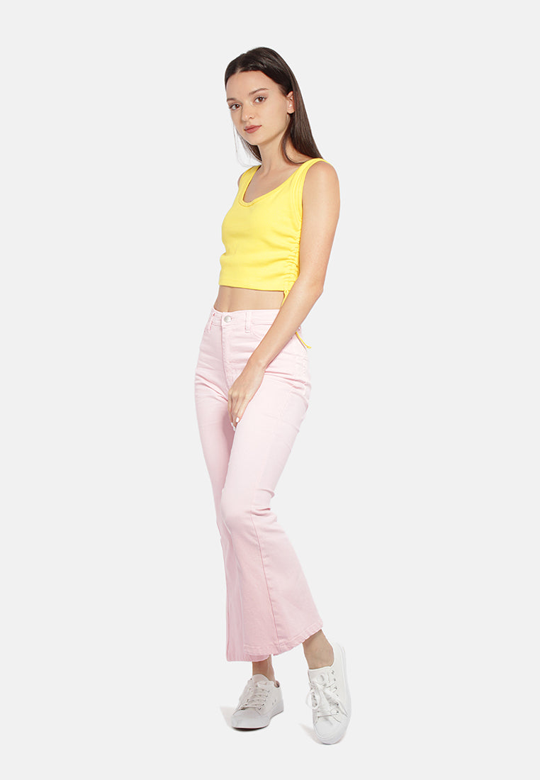 high waist wide leg pants#color_fluoresent-pink