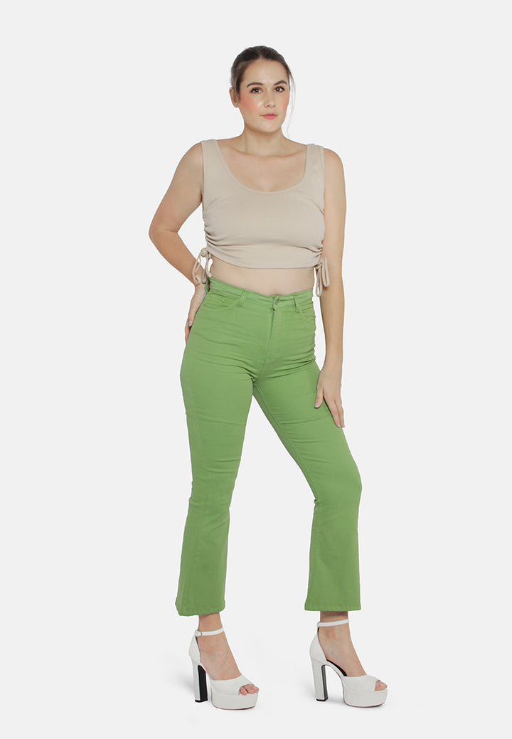 high waist wide leg pants#color_green