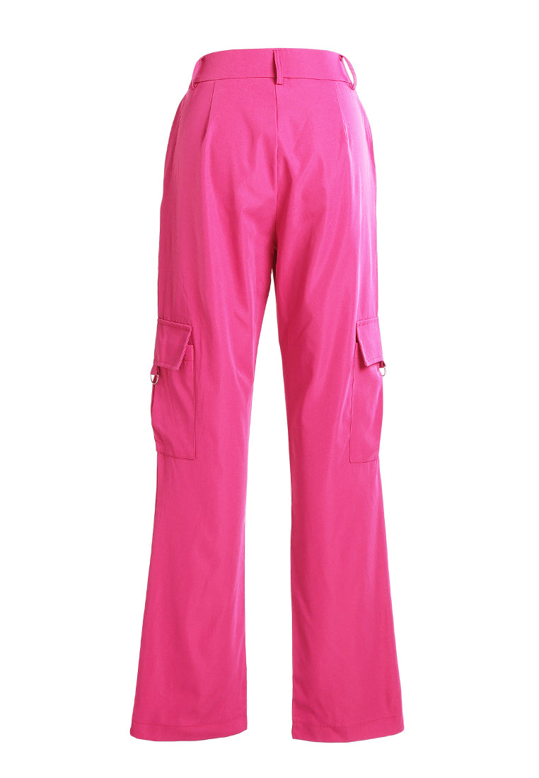 high waist cargo pants by ruw#color_mango-magenta