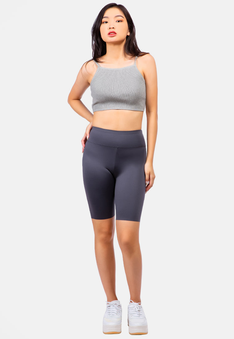 high waist biker short tights#color_grey