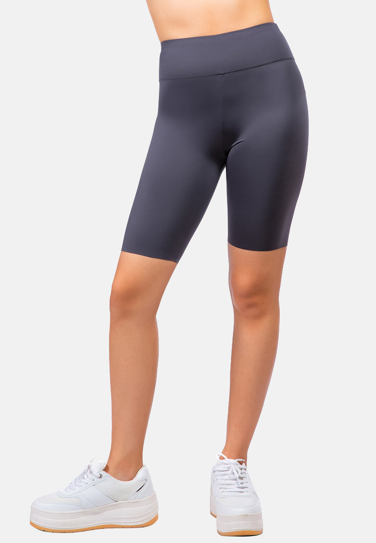 high waist biker short tights#color_grey